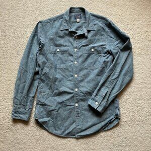 J Crew blue chambray button-down work shirt